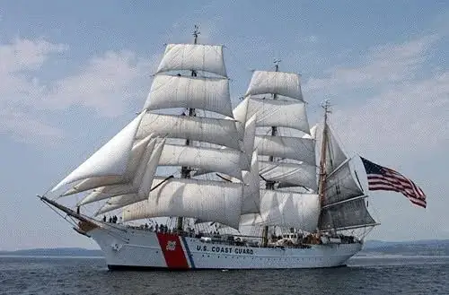 The U.S. Coast Guard barque Eagle under sail
